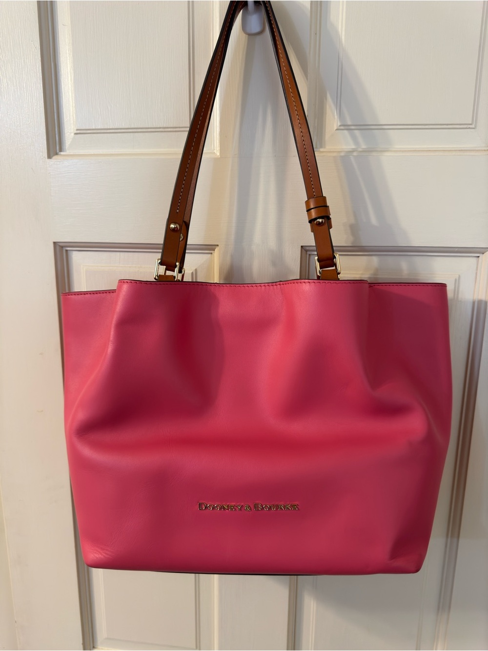 Dooney & Bourke Hot Pink Tote with Brown Handles